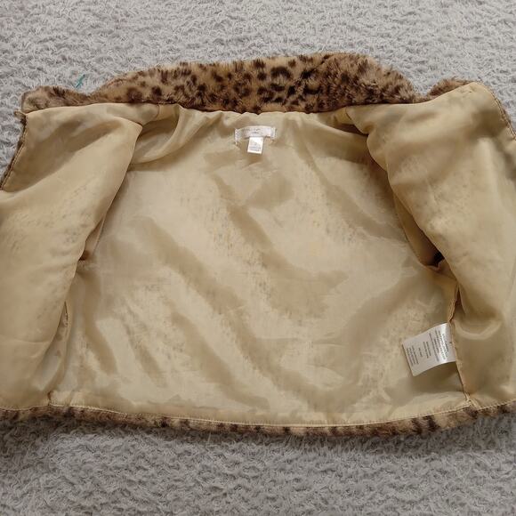 Tahari Girl Faux Fur Jacket Girls 7 Cropped Cheetah Print Lined Polyester - Picture 2 of 7